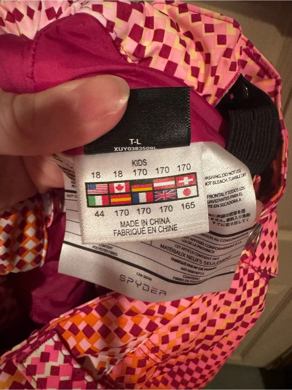 Spyder Pink and Orange Geometric Ski Pants size 18 girls like new